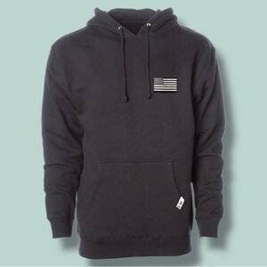 Branded Bills: Black Hoodie with Flag Patch